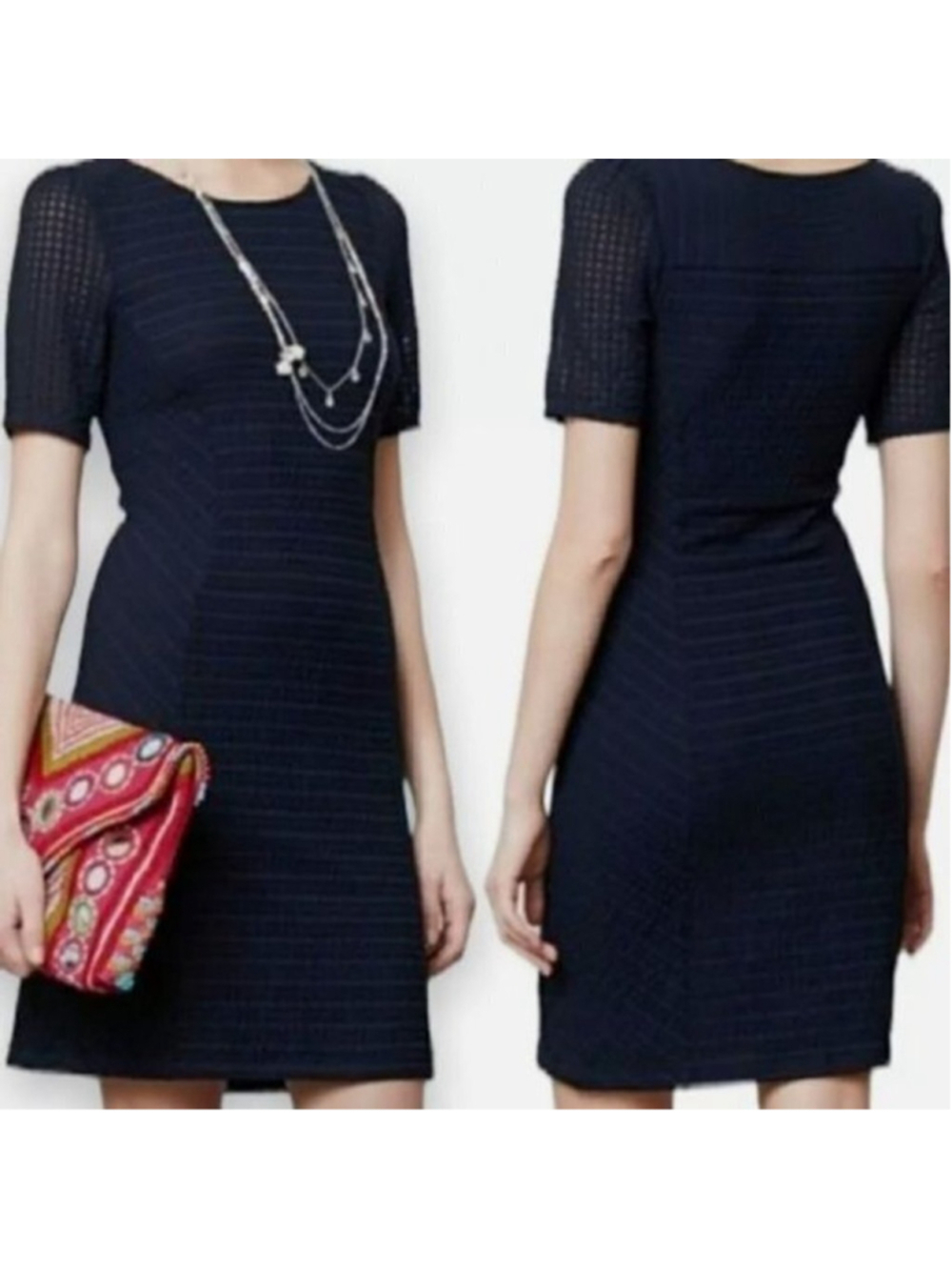 Maeve Navy Textured Bodycon Dress Size Small